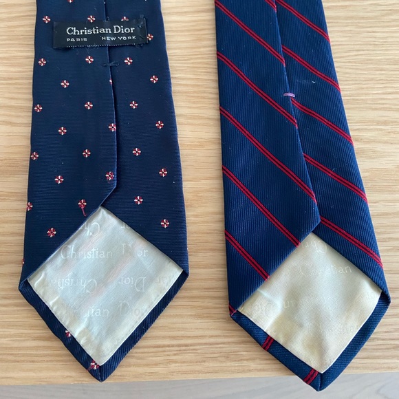 Authentic Christian Dior ties navy and red set of two vintage - Picture 3 of 7